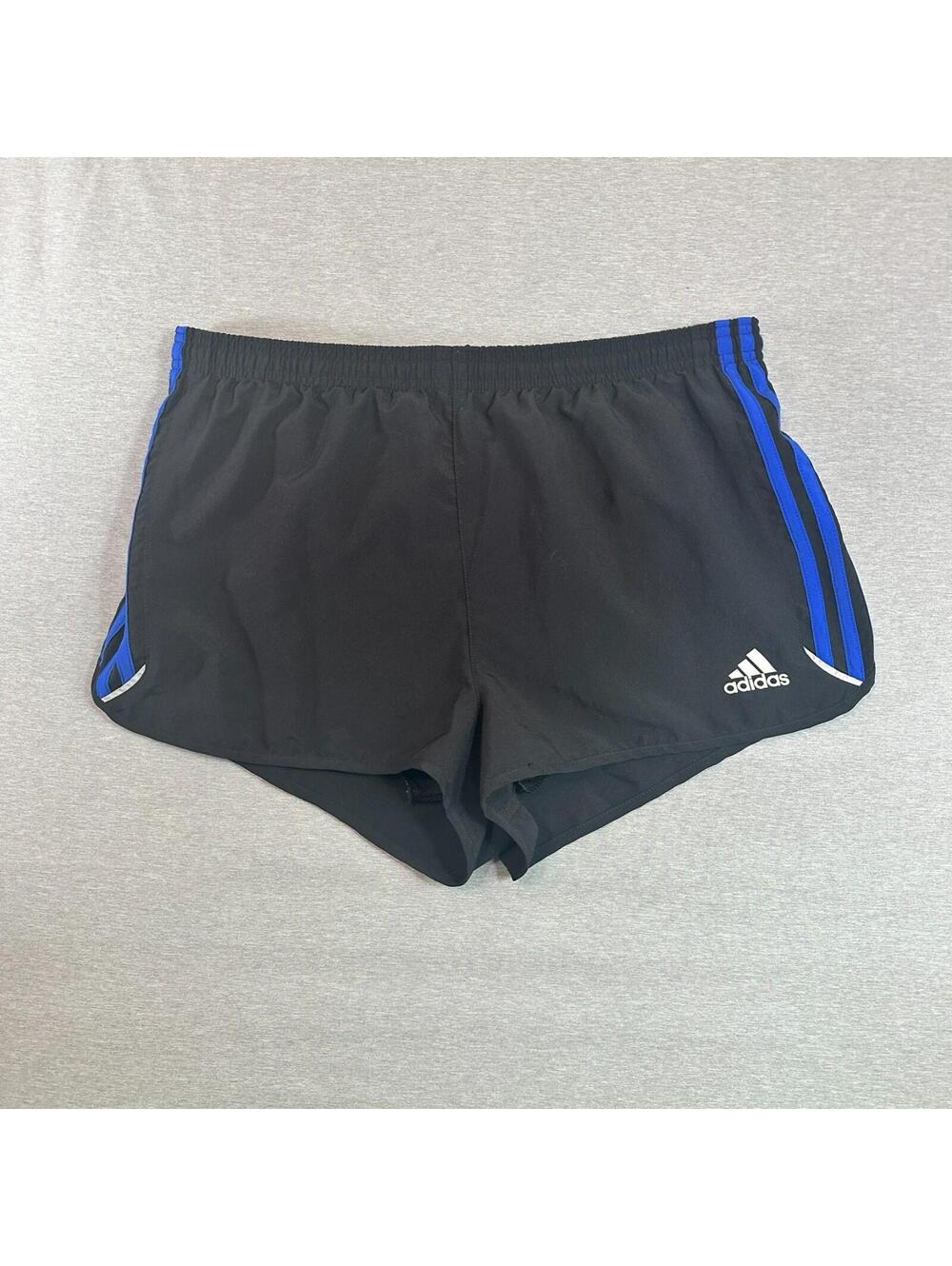 Adidas Running Shorts Black Blue Stripe Athletic Lightweight Women’s Medium